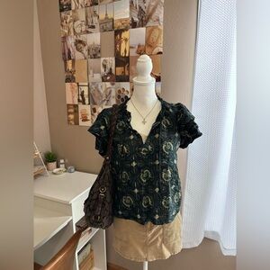Ulla Johnson Lilli Ruffle Cotton Blend Blouse In Pacific print size 6